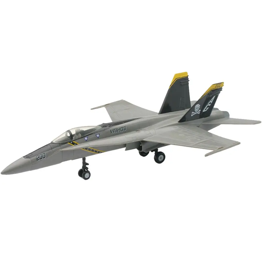 NewRay F-18 Gray Hornet Model Kit Skull and Crossbones Logo 1:72 Scale | Kids Hobby Aircraft - main product image