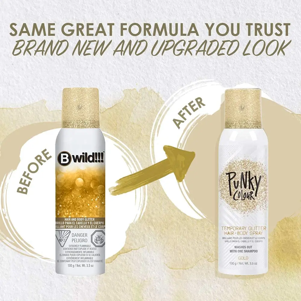 Jerome Russell Punky Gold 3.5 oz Glitter Spray | Adds Shimmery Glow, Hair & Body, Kids & Adults - view 2