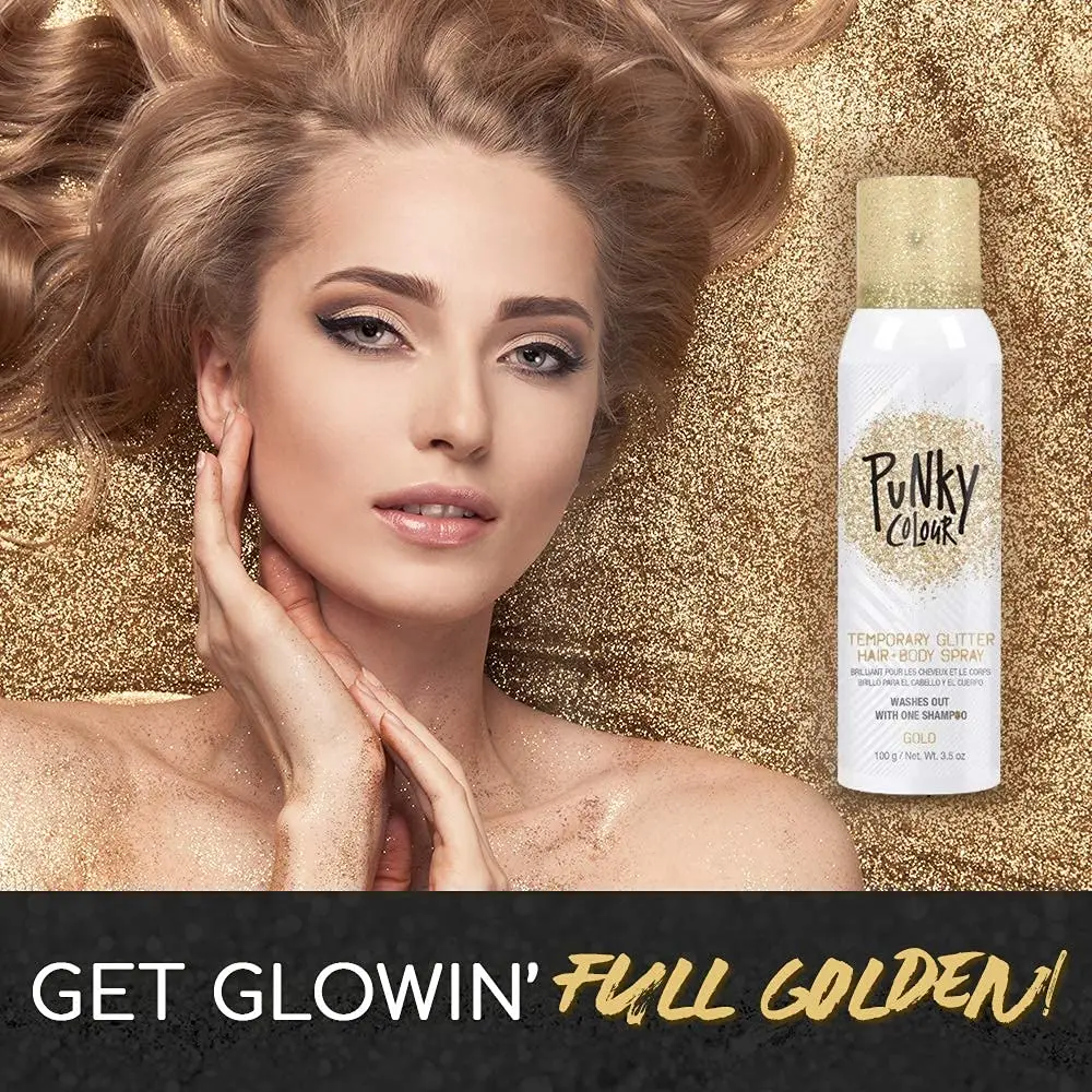 Jerome Russell Punky Gold 3.5 oz Glitter Spray | Adds Shimmery Glow, Hair & Body, Kids & Adults - view 3