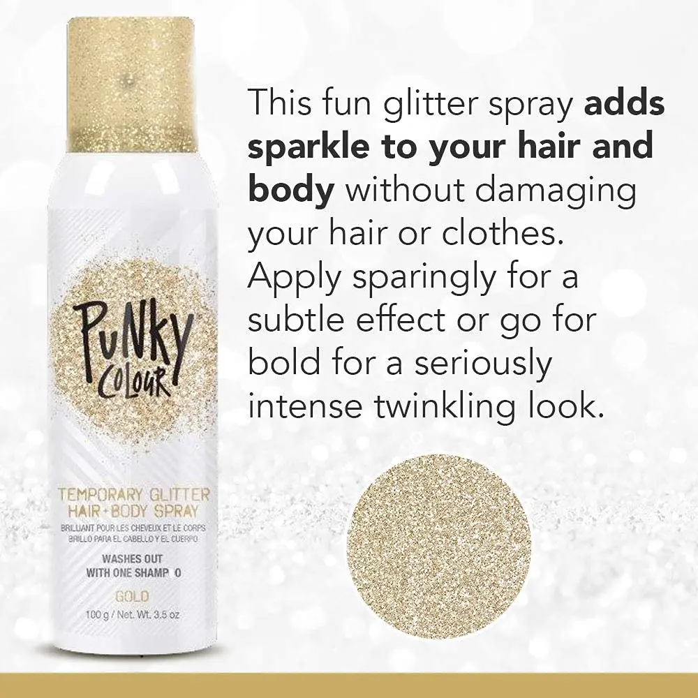 Jerome Russell Punky Gold 3.5 oz Glitter Spray | Adds Shimmery Glow, Hair & Body, Kids & Adults - view 4