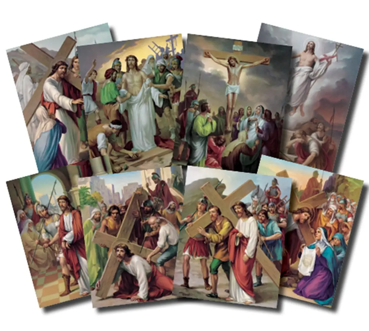 Catholic Posters The Stations of the Cross Illustrated Cardstock Poster Set 8 in x 10 in | Classroom & Sunday School - main product image