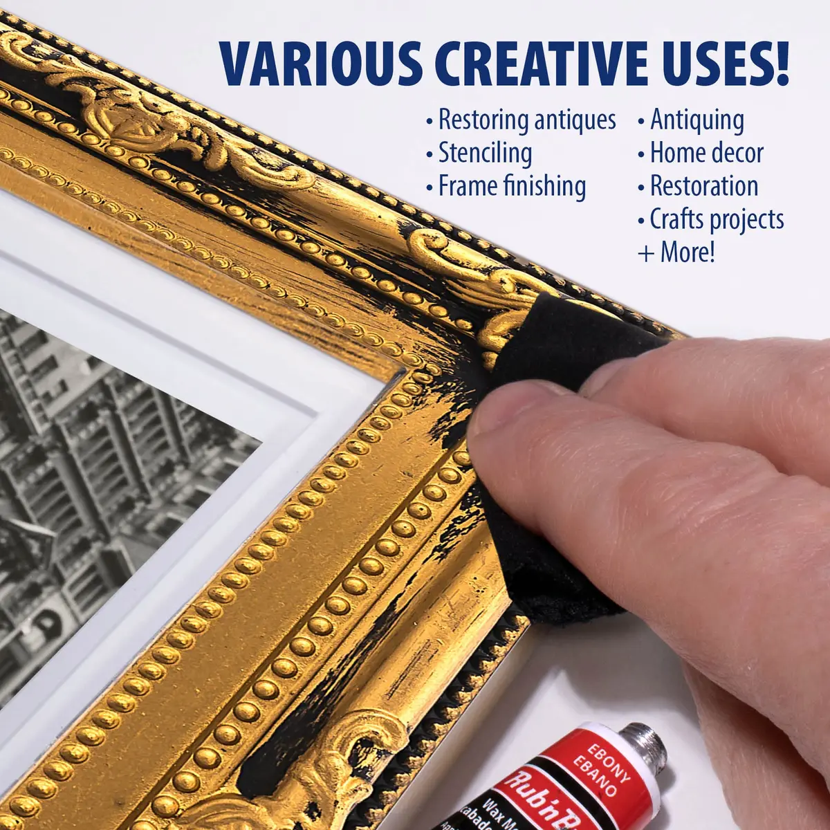 AMACO Rub n Buff Wax Metallic Finish Ebony | Versatile Gilding Wax for Furniture & Crafts - view 4
