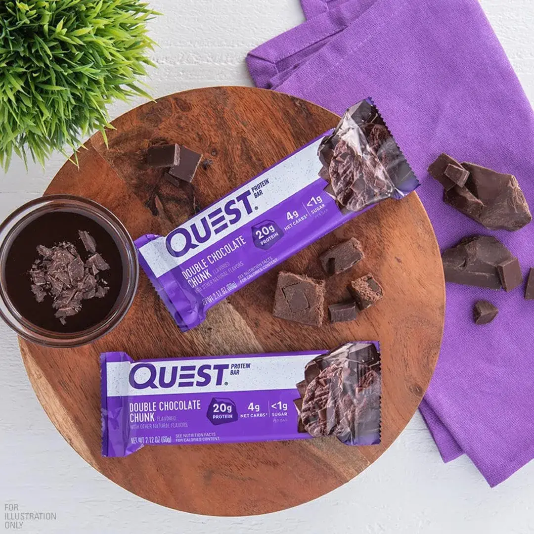 Quest Nutrition Double Chocolate Chunk Protein Bars 60g (2.12oz) | 20g Protein, 3g Net Carbs, Gluten-Free - view 4