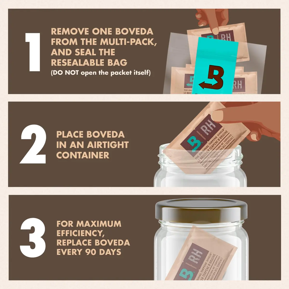 Boveda Humidity Control Packs Size 67 67g (2.36 oz) 20-Pack | Maintains 62% RH for Herbal Storage - view 4