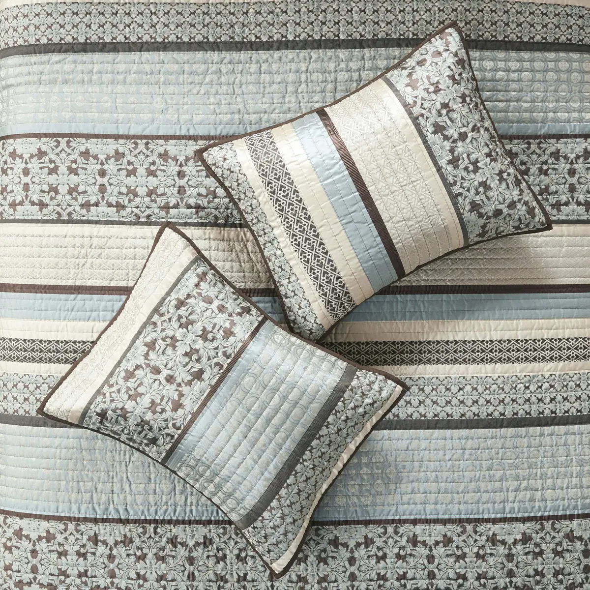 Madison Park Bedspread Set Full/Queen | All Season Jacquard Bedding Layer with Shams (90"x90") - view 5
