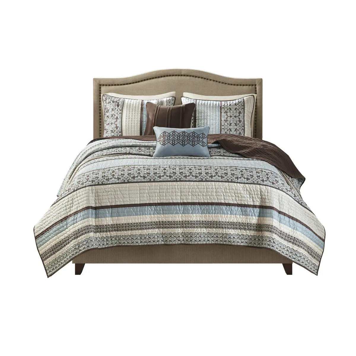 Madison Park Bedspread Set Full/Queen | All Season Jacquard Bedding Layer with Shams (90"x90") - view 9