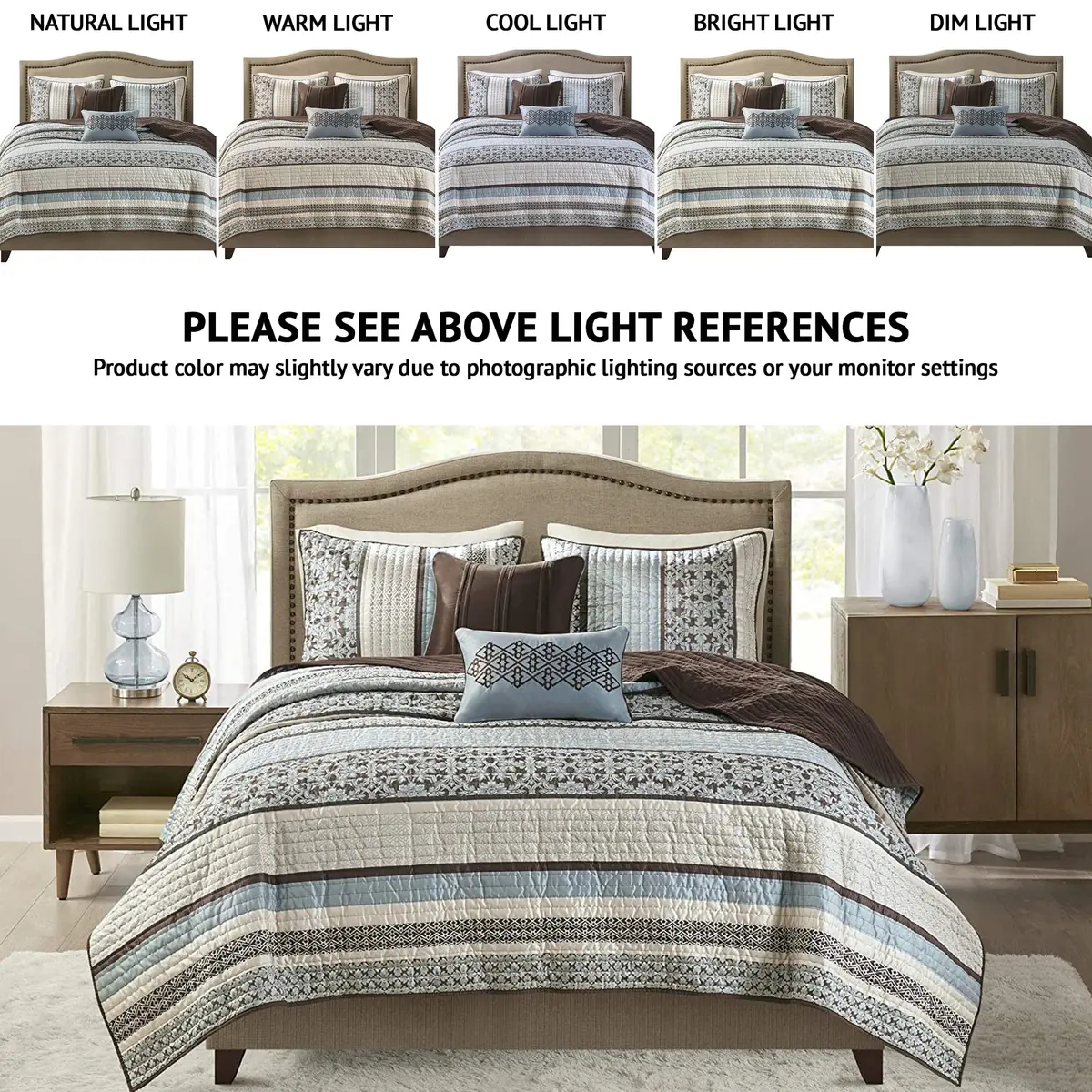 Madison Park Bedspread Set Full/Queen | All Season Jacquard Bedding Layer with Shams (90"x90") - view 2