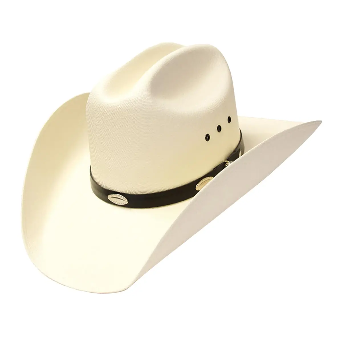 Western Express Natural Straw Cowboy Hat for Men and Women | Cattleman Style with Black Hat Band and Silver Conchos - main product image