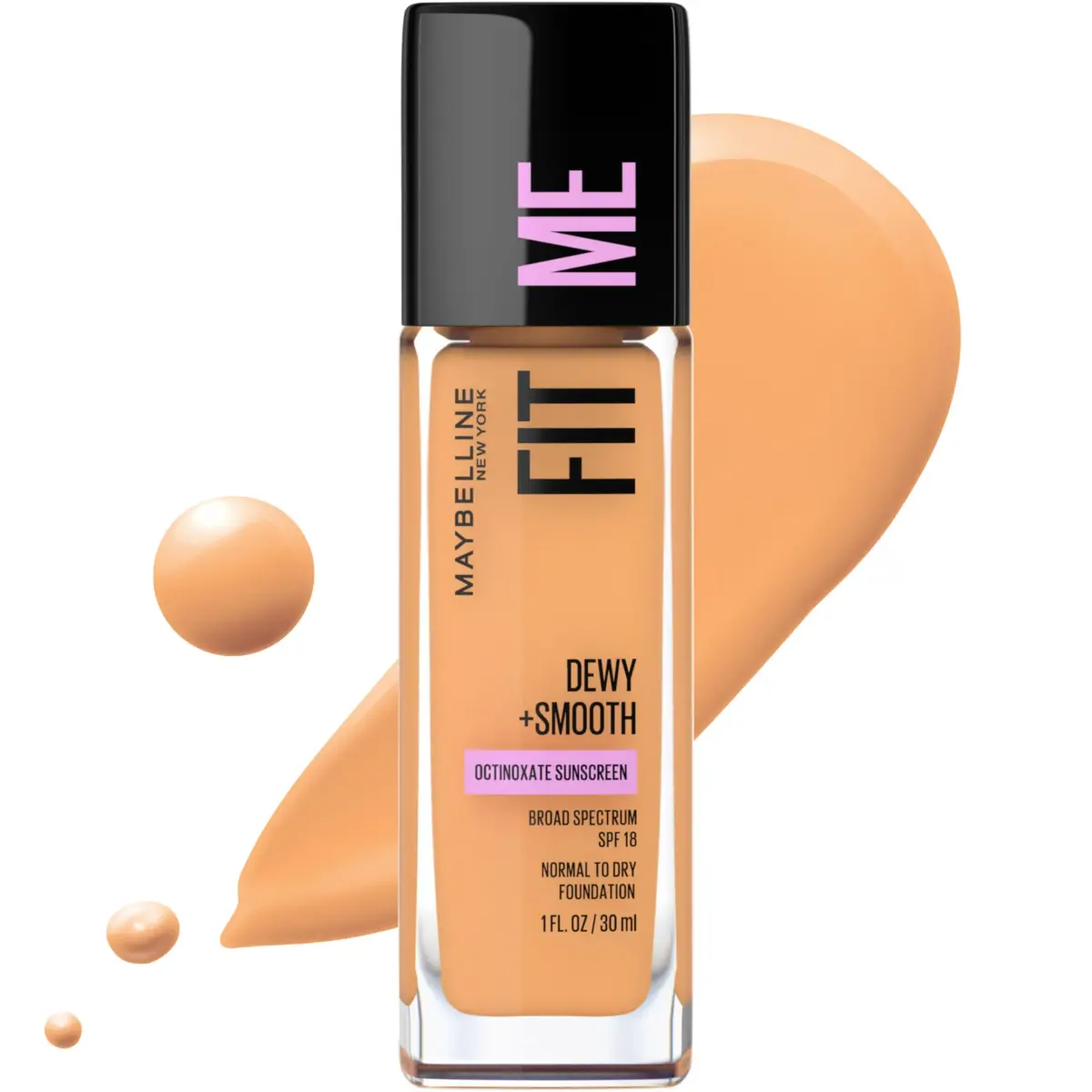 Maybelline Fit Me Dewy + Smooth Foundation, Golden Beige 240, 29.57ml | Hydrating Luminous Finish - main product image