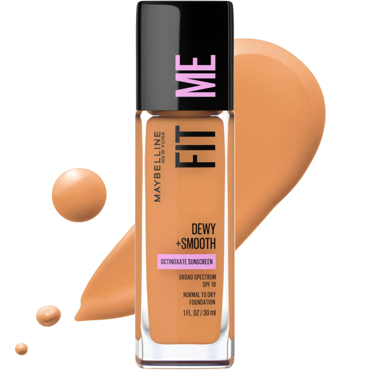 Maybelline Fit Me Dewy + Smooth Foundation, 330 Toffee, 29.57ml | Hydrating Luminous Finish for Medium Skin Tones - main product image