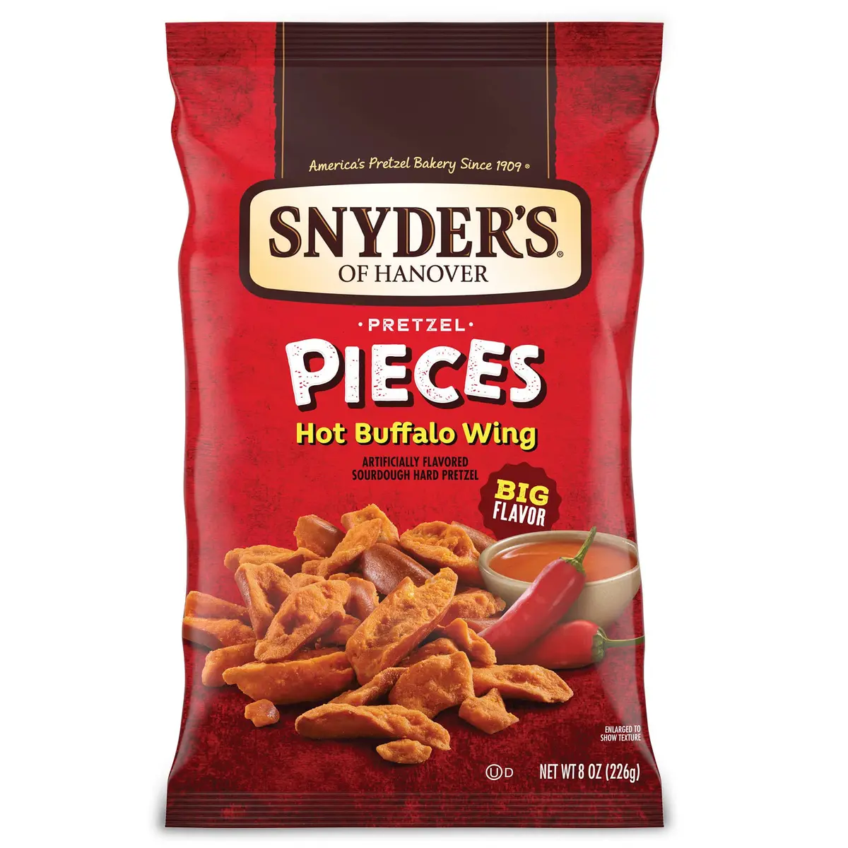 Snyder's of Hanover Hot Buffalo Wing Pretzel Pieces 8 Oz (227 g) | Bold Sourdough Crunch - main product image
