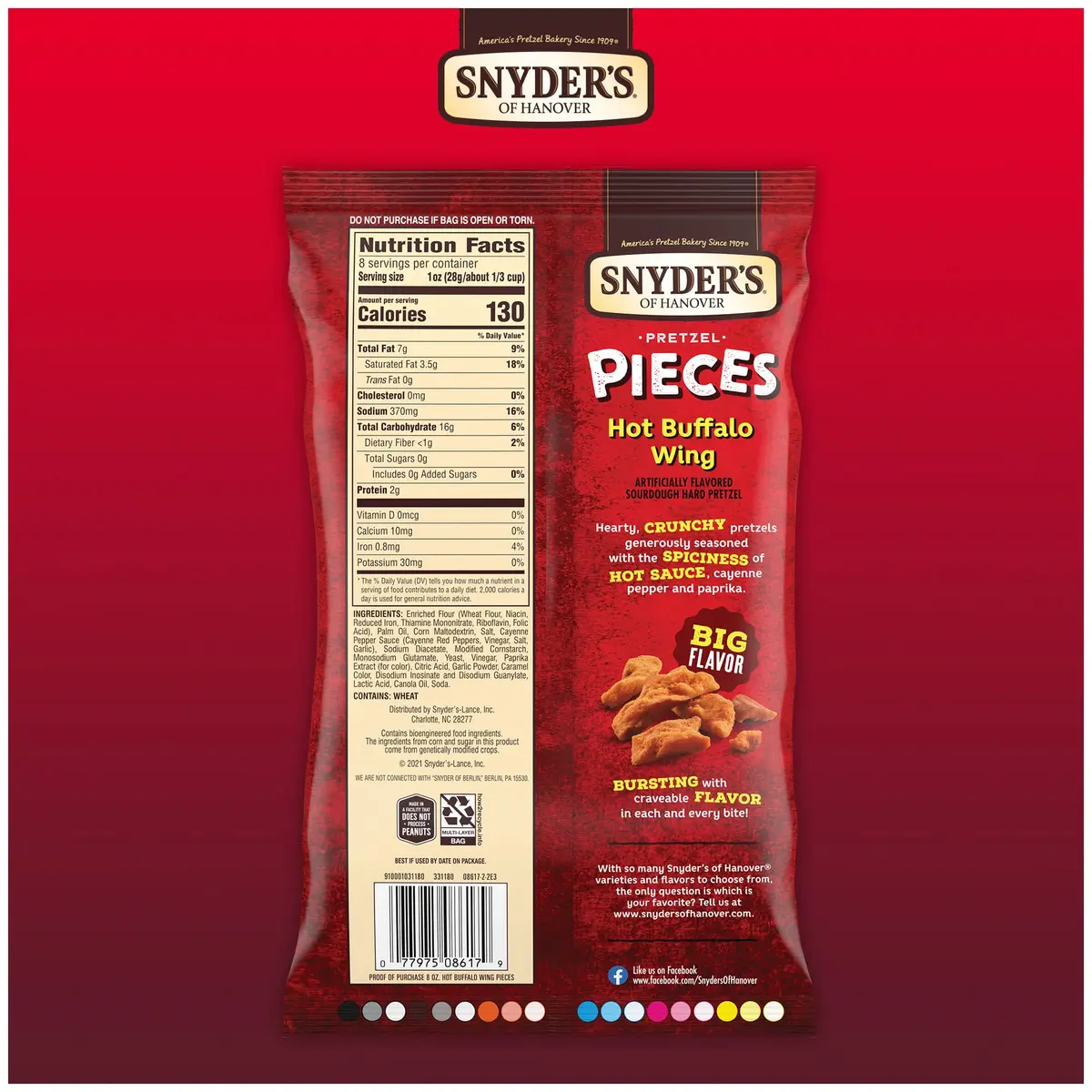 Snyder's of Hanover Hot Buffalo Wing Pretzel Pieces 8 Oz (227 g) | Bold Sourdough Crunch - view 6