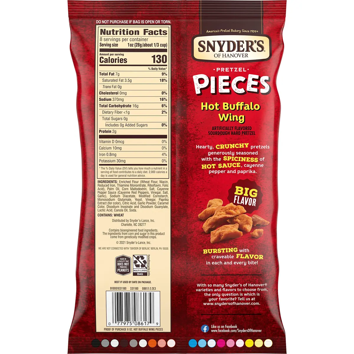 Snyder's of Hanover Hot Buffalo Wing Pretzel Pieces 8 Oz (227 g) | Bold Sourdough Crunch - view 9