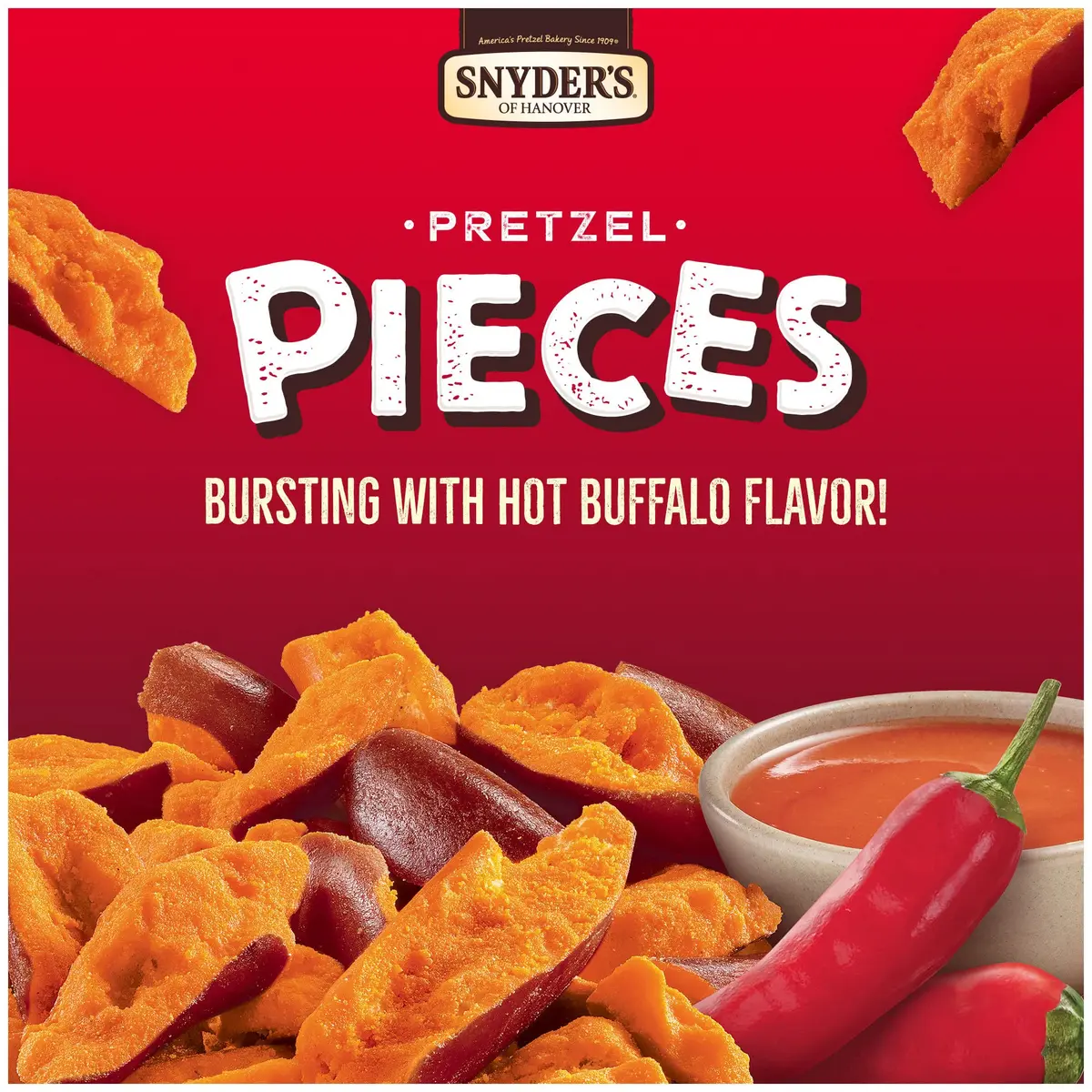 Snyder's of Hanover Hot Buffalo Wing Pretzel Pieces 8 Oz (227 g) | Bold Sourdough Crunch - view 3