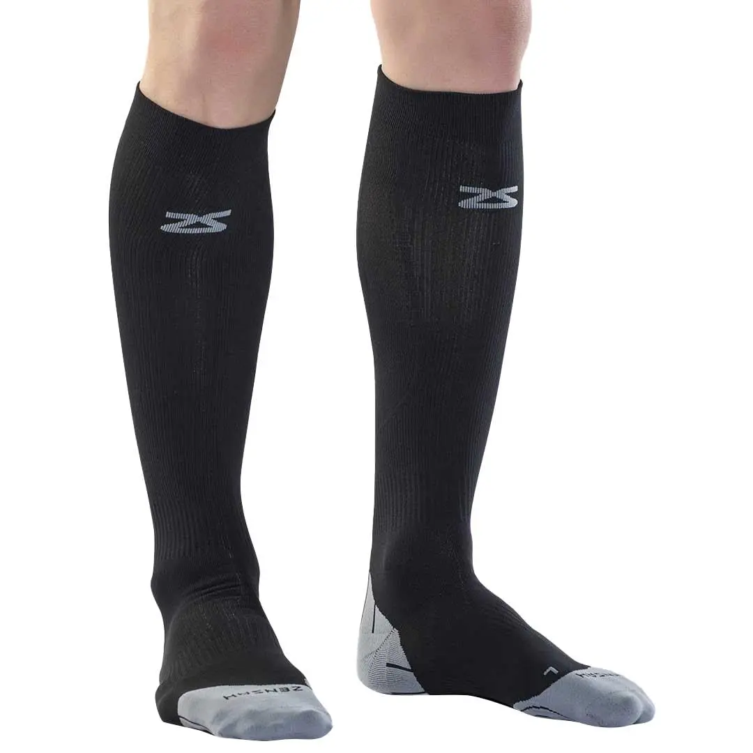 Zensah Tech+ Compression Socks - Knee High Running Socks for Sports, Travel, Made in Italy (Black, Small) - main product image
