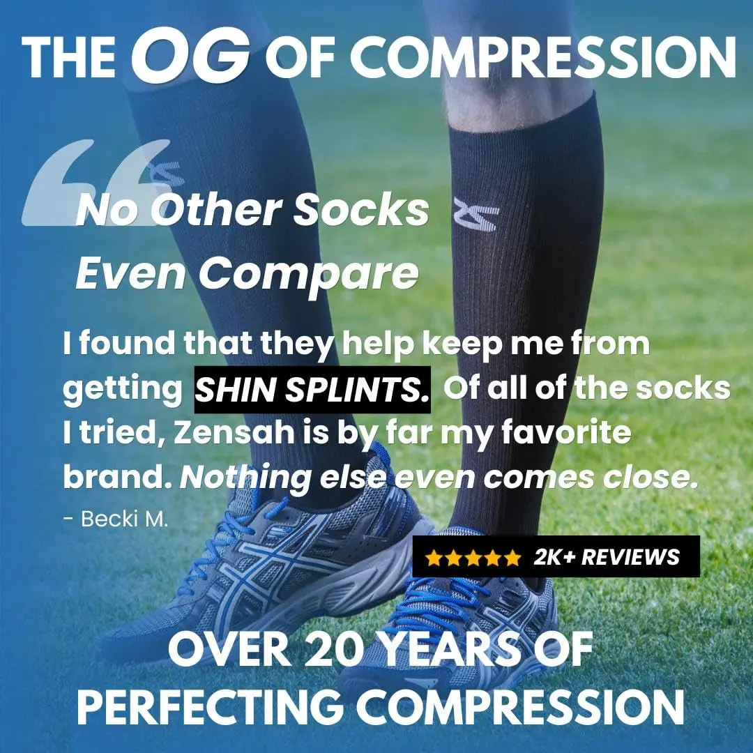 Zensah Tech+ Compression Socks - Knee High Running Socks for Sports, Travel, Made in Italy (Black, X-Large) - view 3