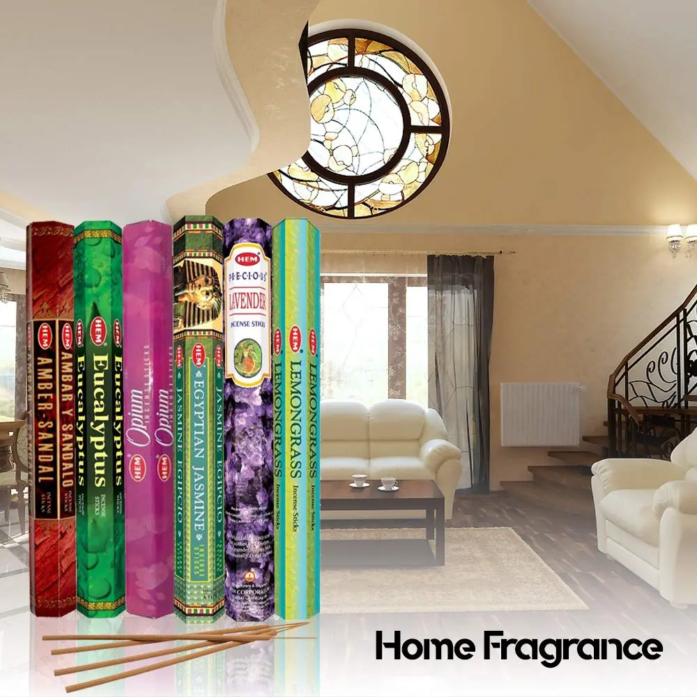 HEM assorted best sellers incense sticks pack of 6 | 120 Sticks, Fragrance - Lemongrass, Lavender, Egyptian Jasmine, Ambar Sandalo, Opium, Eucalyptus - view 5