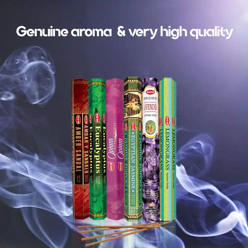 HEM assorted best sellers incense sticks pack of 6 | 120 Sticks, Fragrance - Lemongrass, Lavender, Egyptian Jasmine, Ambar Sandalo, Opium, Eucalyptus - view 6