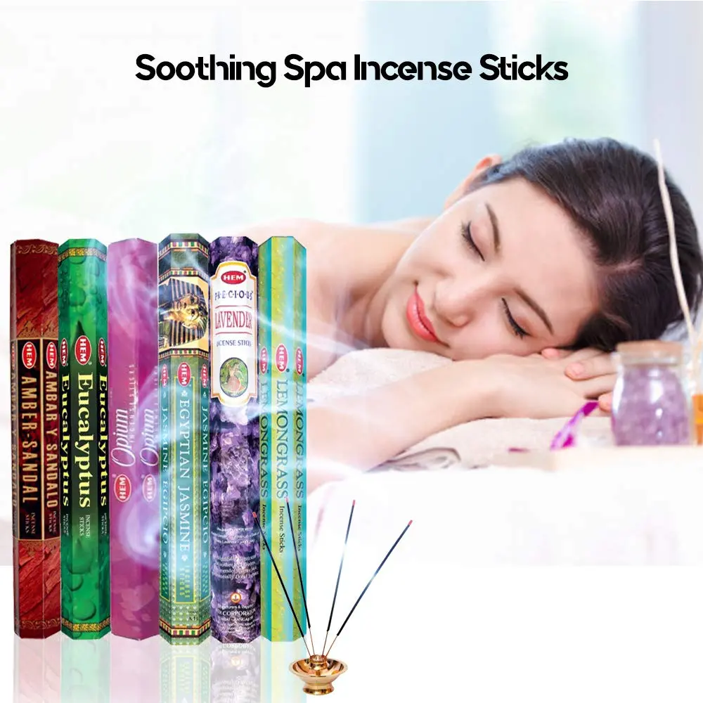 HEM assorted best sellers incense sticks pack of 6 | 120 Sticks, Fragrance - Lemongrass, Lavender, Egyptian Jasmine, Ambar Sandalo, Opium, Eucalyptus - view 4