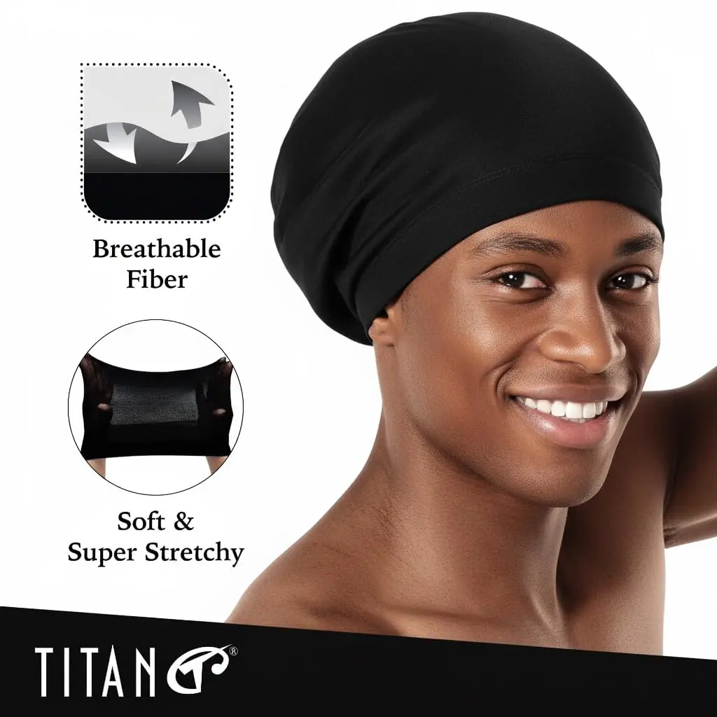 Titan Dreadlock Stocking Cap Black | Breathable & Stretchable Loc Sock for Men & Women - view 4
