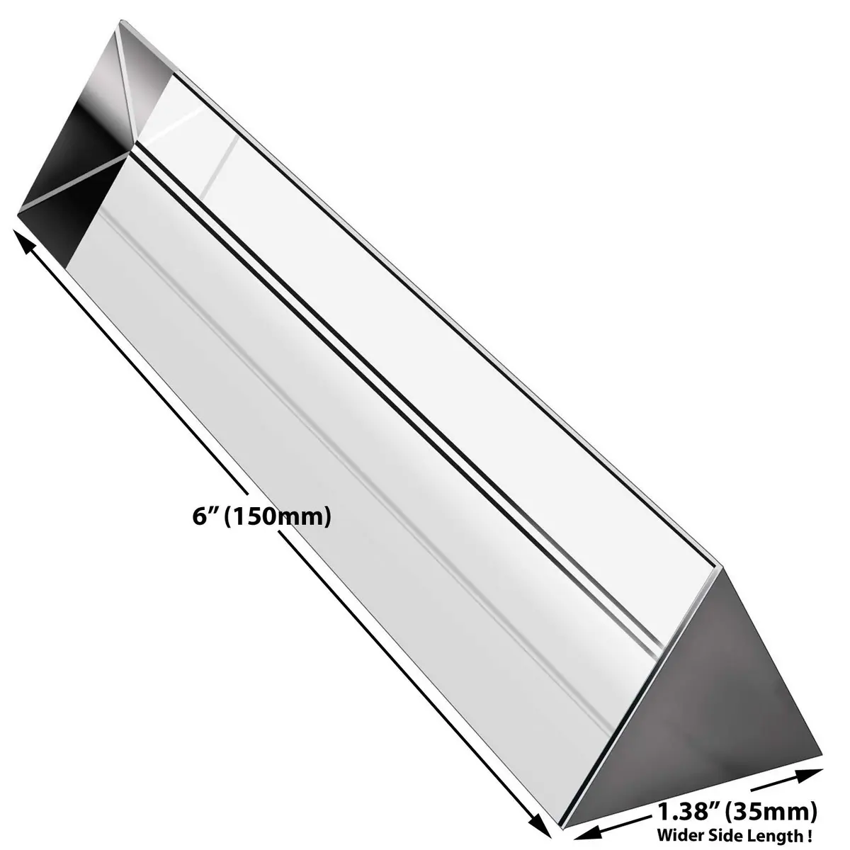Amlong Crystal 6 inch Optical Glass Triangular Prism for Teaching Light Spectrum Physics and Photography, 150mm | Clear, Lead-Free - view 2