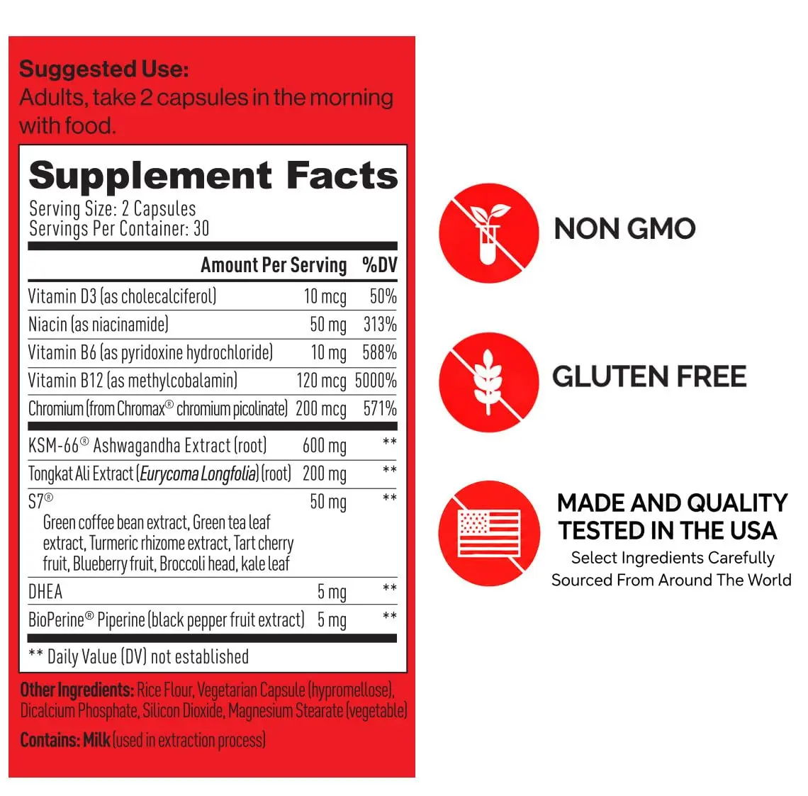 M Drive Prime Men's T‑Support Energy, Focus & Lean Muscle | Natural Testosterone Support, 60 Capsules - view 4