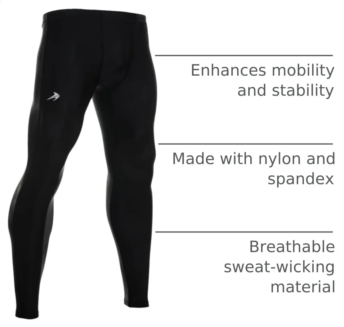 CompressionZ Men's Compression Pants Black Medium | Supportive Athletic Base Layer - view 4