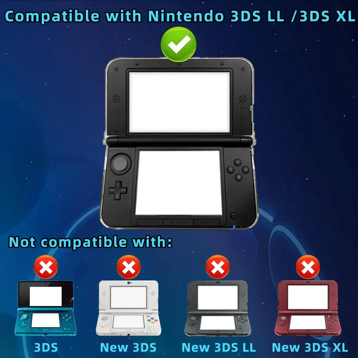OSTENT Clear Crystal Hard Guard Case for Nintendo 3DS XL LL | Protects from Scratches & Impact - view 3
