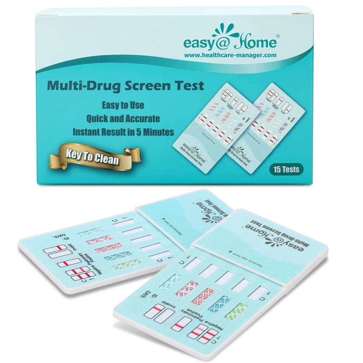 Easy@Home 5 Panel Urine Drug Test Kit 15 Count | Accurate Home Screening for THC, Cocaine, AMP, BZO, OPI - main product image