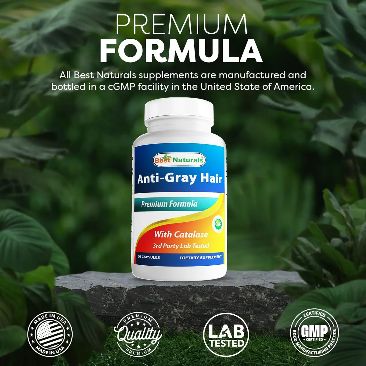Best Naturals Anti Gray Hair Formula, 60 Count | Supports Natural Hair Color & Hair Health - view 7