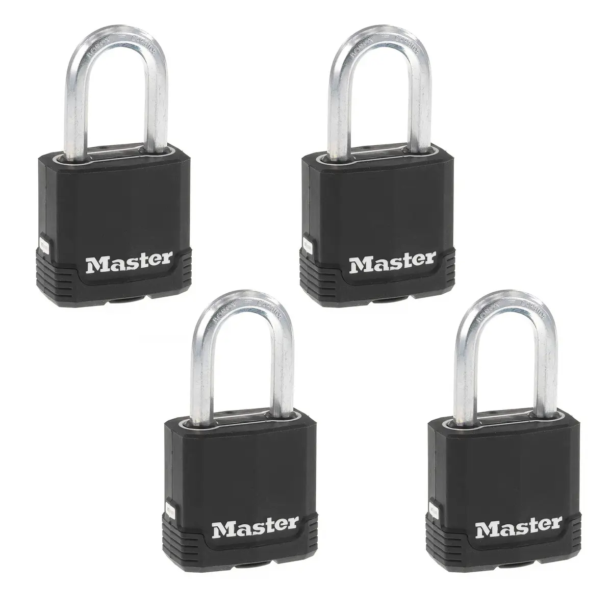 Master Lock Magnum Outdoor Padlock 4-Pack, M115XQLF | Heavy-Duty Steel Body & Boron Shackle - main product image