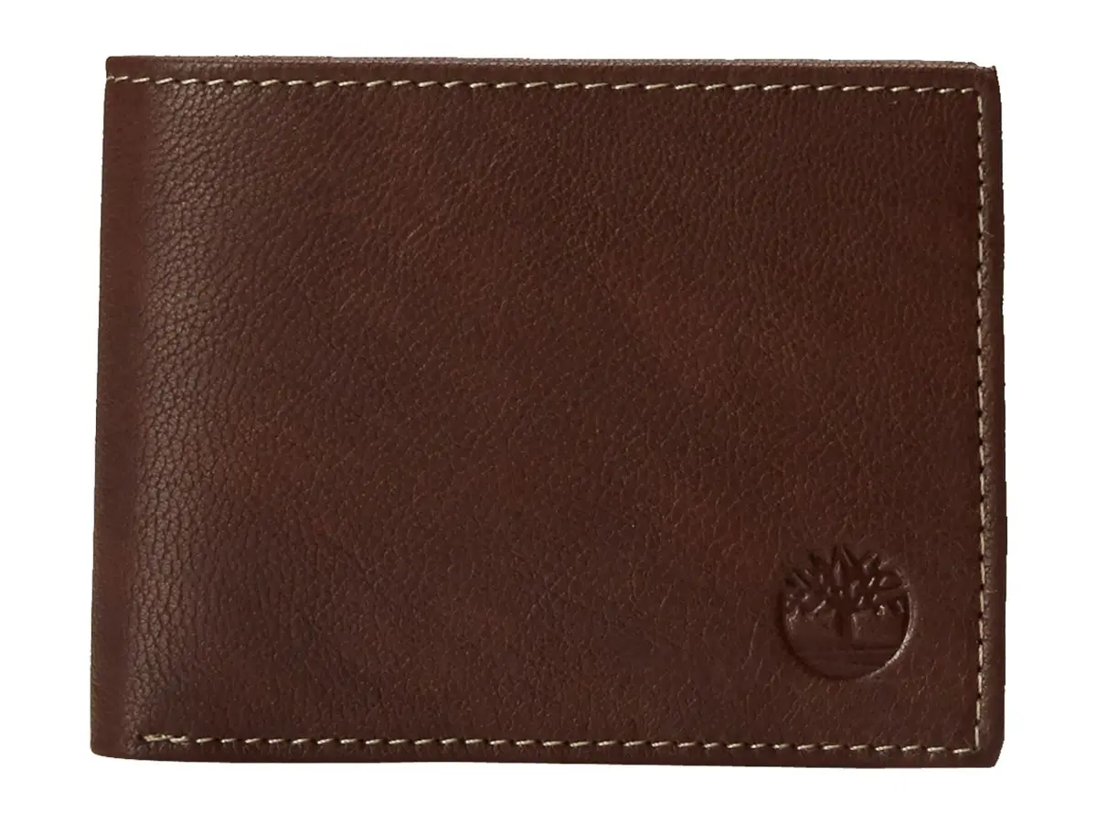 Timberland Blix Slimfold Brown Leather Wallet | Genuine Leather Bifold with 3 Card Slots & ID Window - main product image