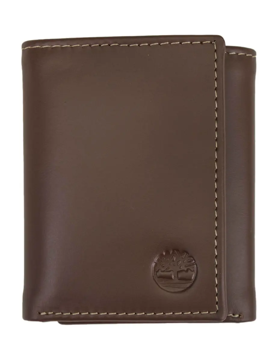 Timberland Men's Leather Trifold Wallet With ID Window, Brown (Hunter) 10.8 cm (4.25" H x 3.5" W) - main product image