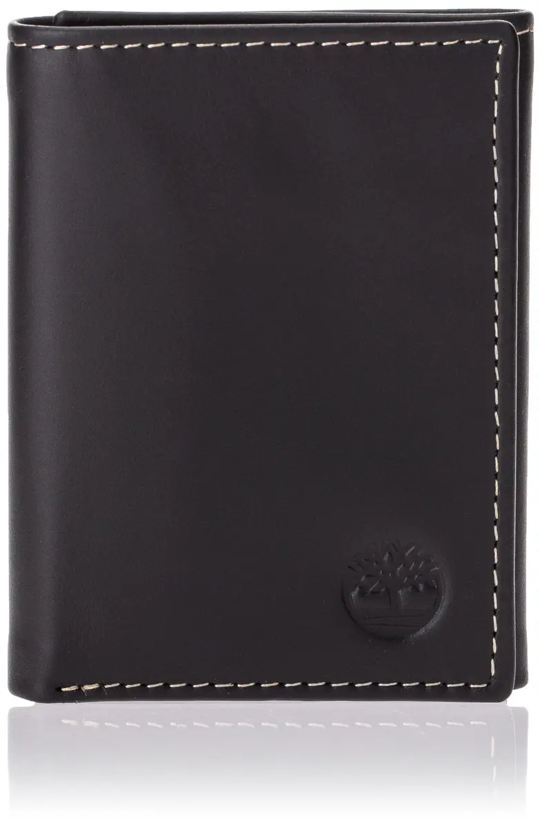 Timberland Men's Leather Trifold Wallet Black (Hunter) 10.8cm x 8.9cm | Genuine Italian Leather - view 3