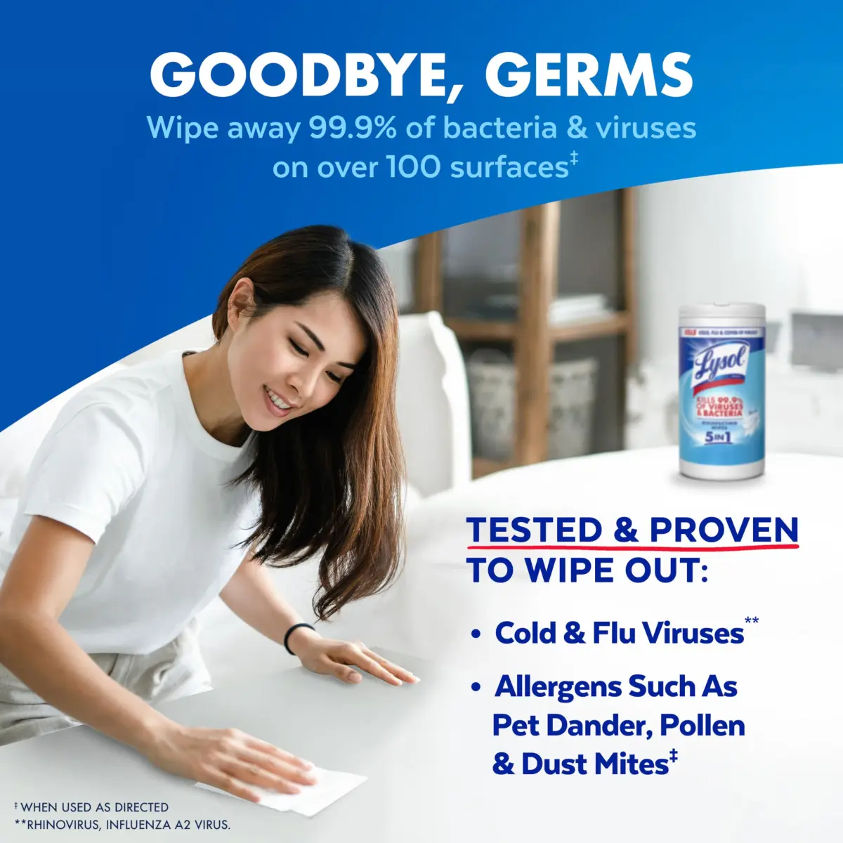 Lysol Disinfecting Wipes Multi-Surface Cleaner Crisp Linen 80 ct | Kills 99.9% of Viruses & Bacteria - view 2