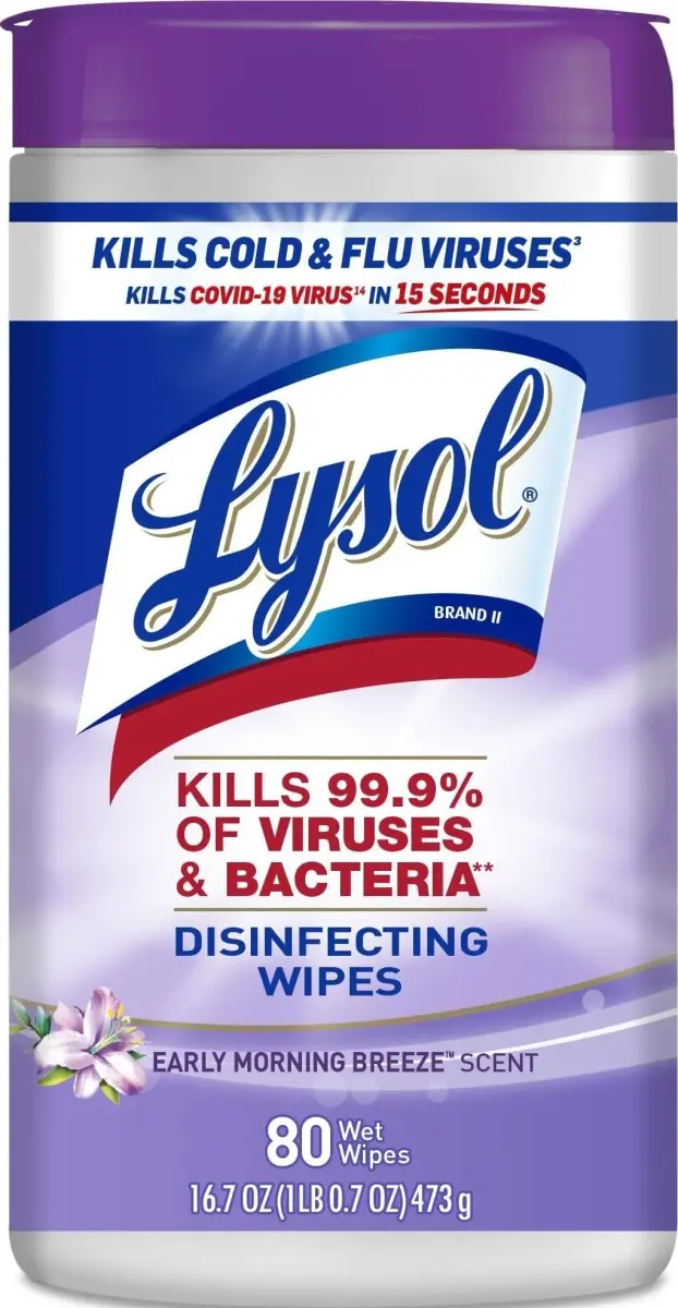 Lysol Disinfecting Wipes Multi-Surface Cleaner Morning Breeze 80 ct. | Kills 99.9% of Viruses & Bacteria - main product image