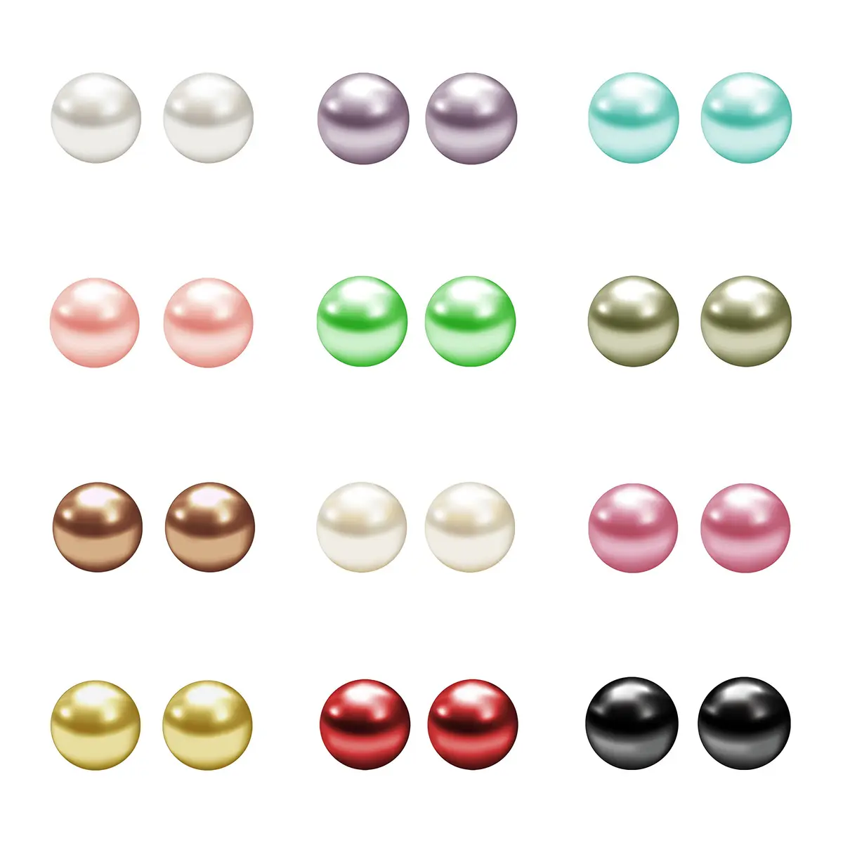JEWELRIESHOP Hypoallergenic Pearl Earrings Set | 12 Pairs, 6mm | Colorful Faux Pearls for Women - main product image