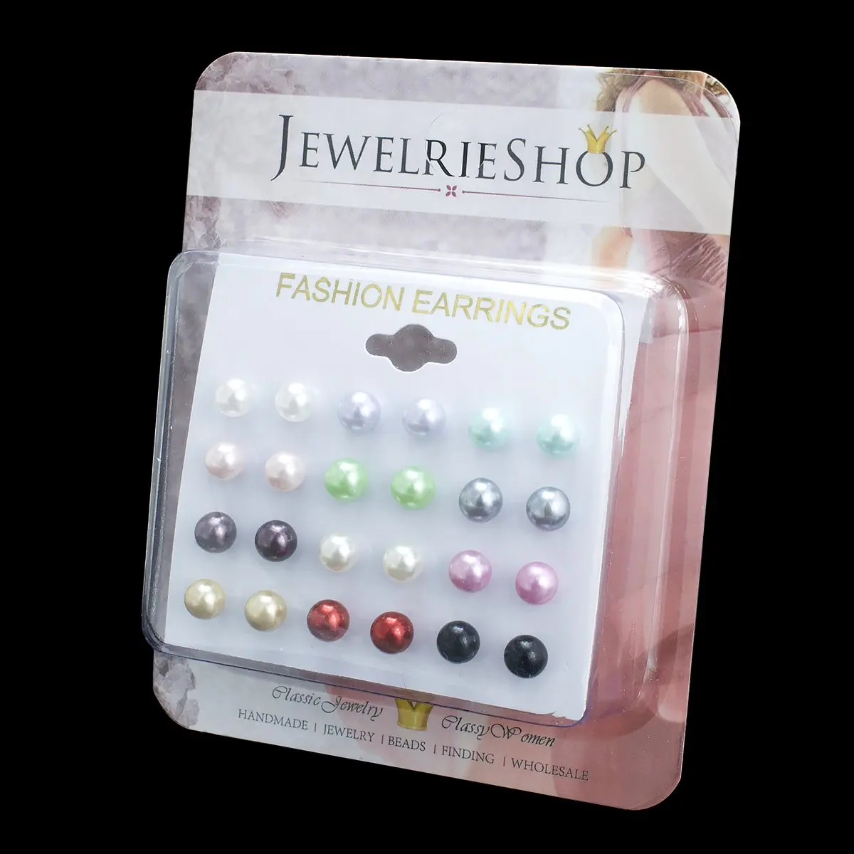 JEWELRIESHOP Hypoallergenic Pearl Earrings Set | 12 Pairs, 6mm | Colorful Faux Pearls for Women - view 6