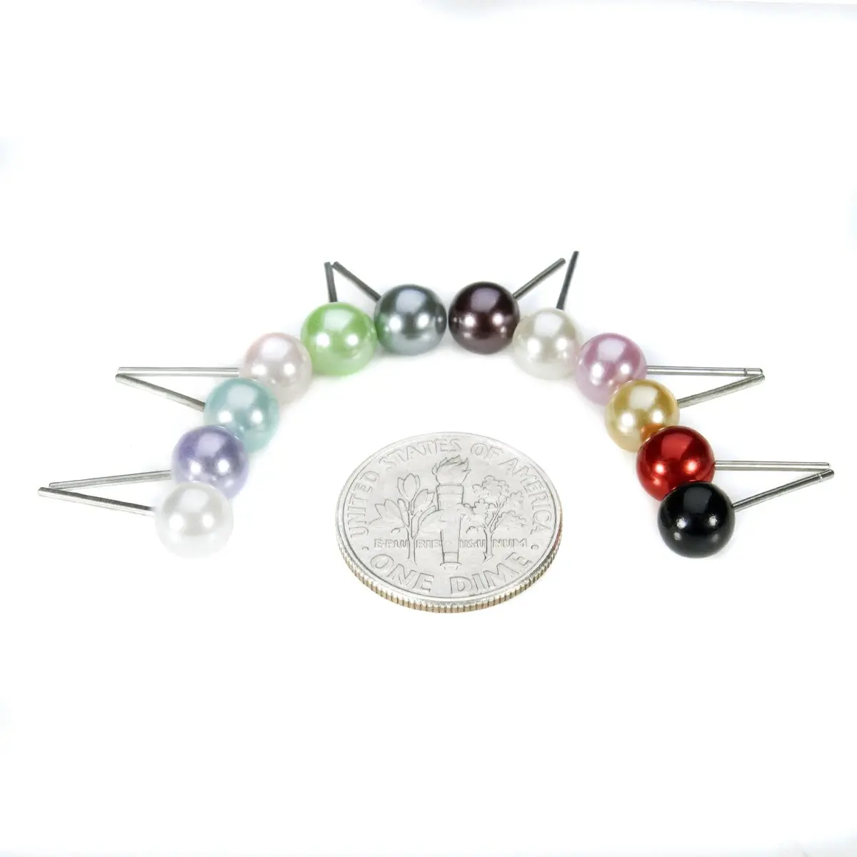 JEWELRIESHOP Hypoallergenic Pearl Earrings Set | 12 Pairs, 6mm | Colorful Faux Pearls for Women - view 3