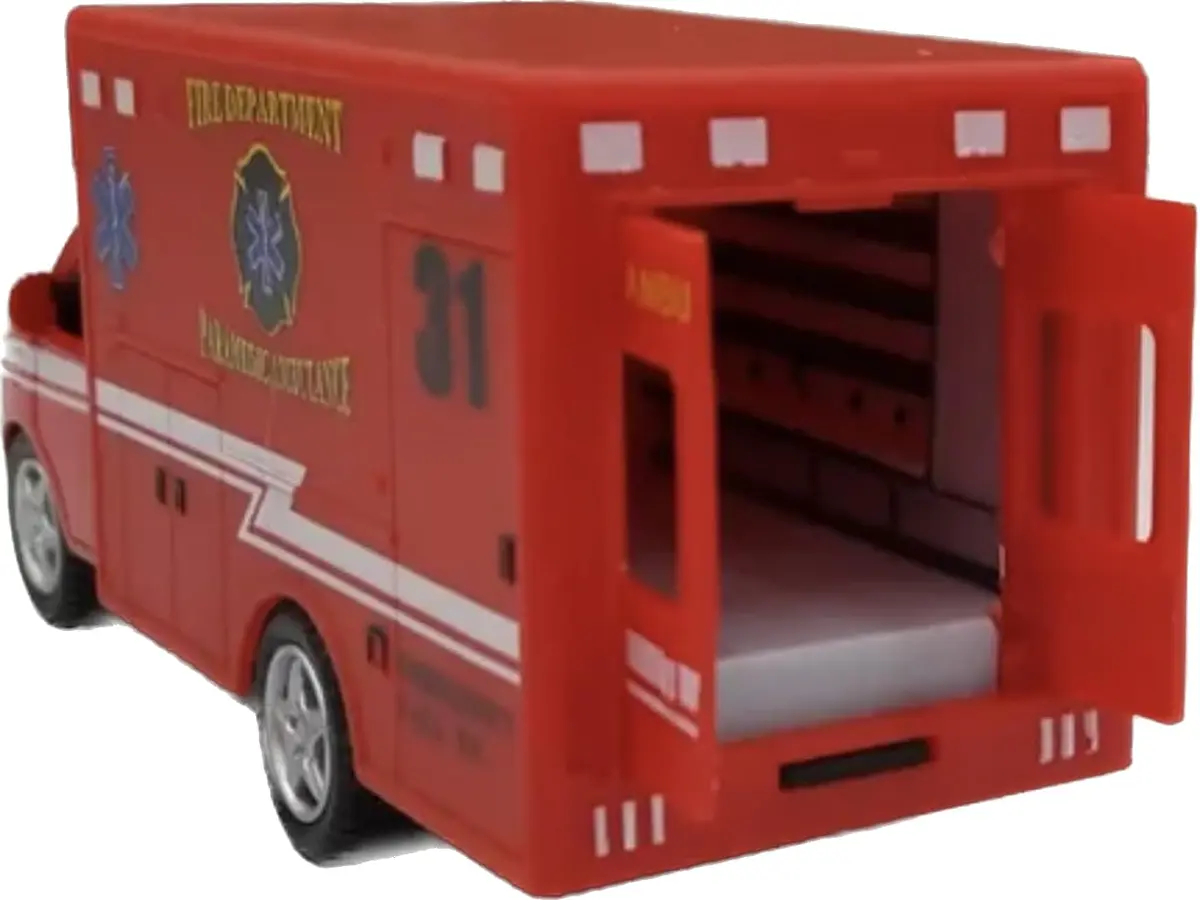 KiNSMART Rescue Team Ambulance 12cm (4.75") Die Cast Metal Toy | Realistic Pullback Action - view 3