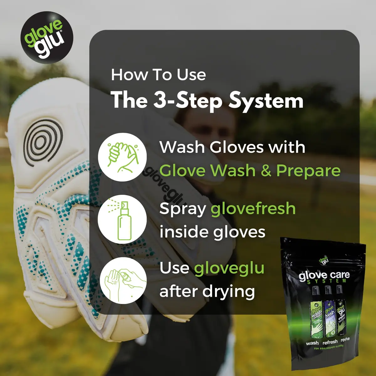 Glove Glu Goalkeeping Glove Care System Pack x 3 | 120ml (380g) Revive Pack - view 8