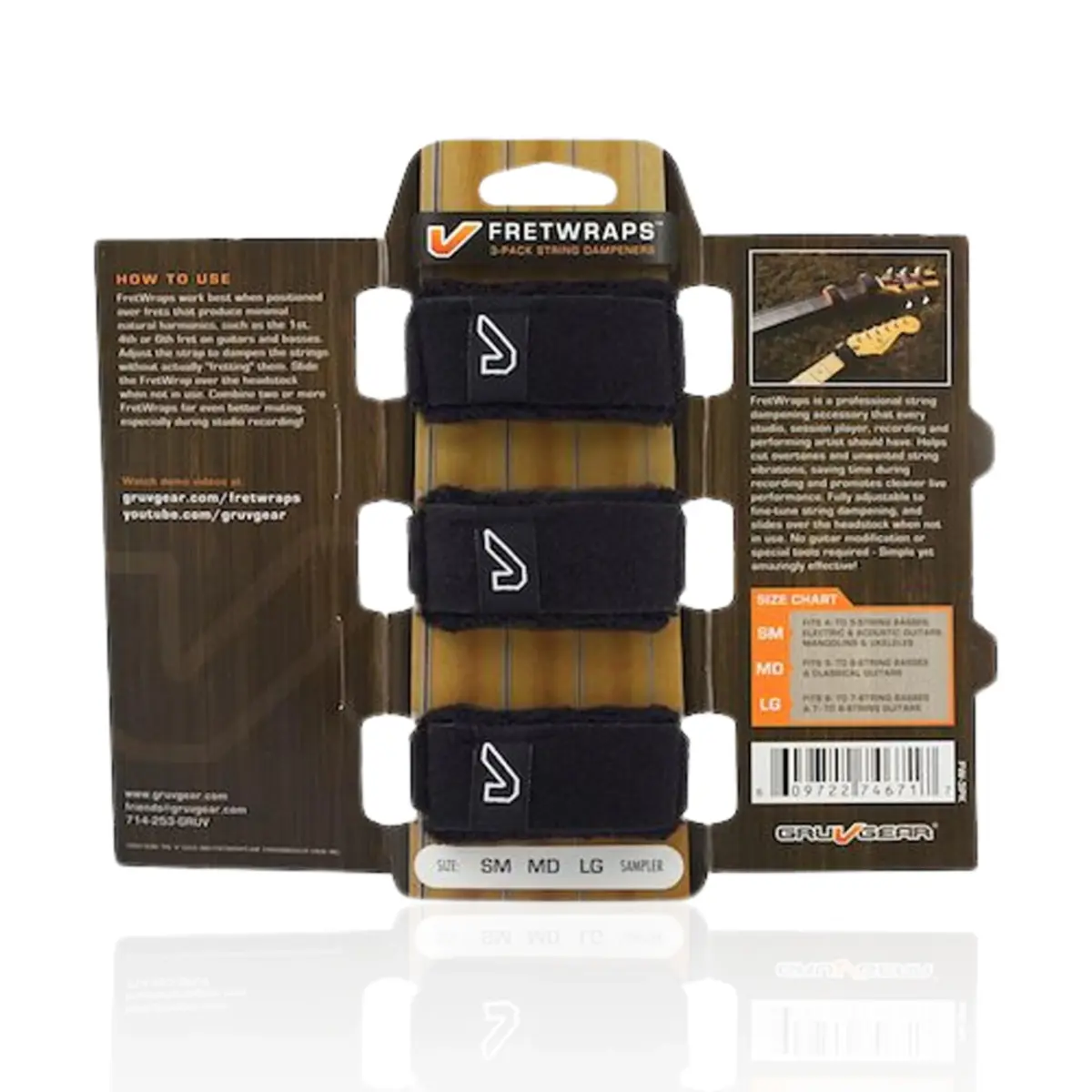 Gruv Gear FretWrap String Dampener 3 Pack Small Black | Reduces Unwanted String Noise for Bass & Guitar - main product image