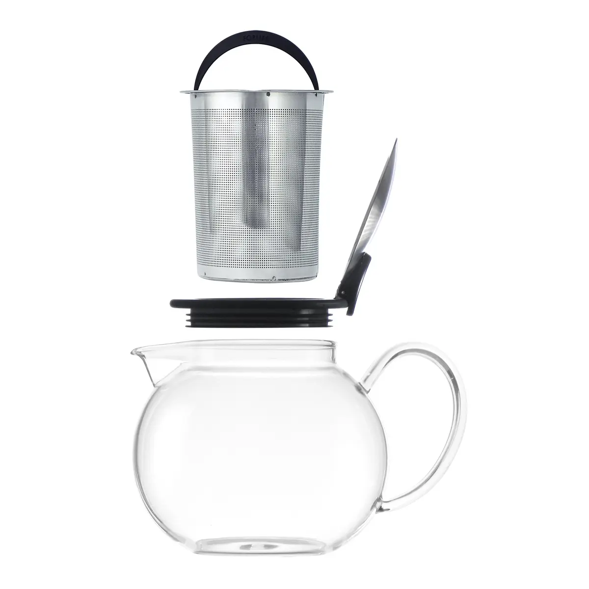 FORLIFE Bola Glass Teapot with Basket Infuser 25oz./750ml., Lime | Borosilicate Glass & Stainless Steel - view 3