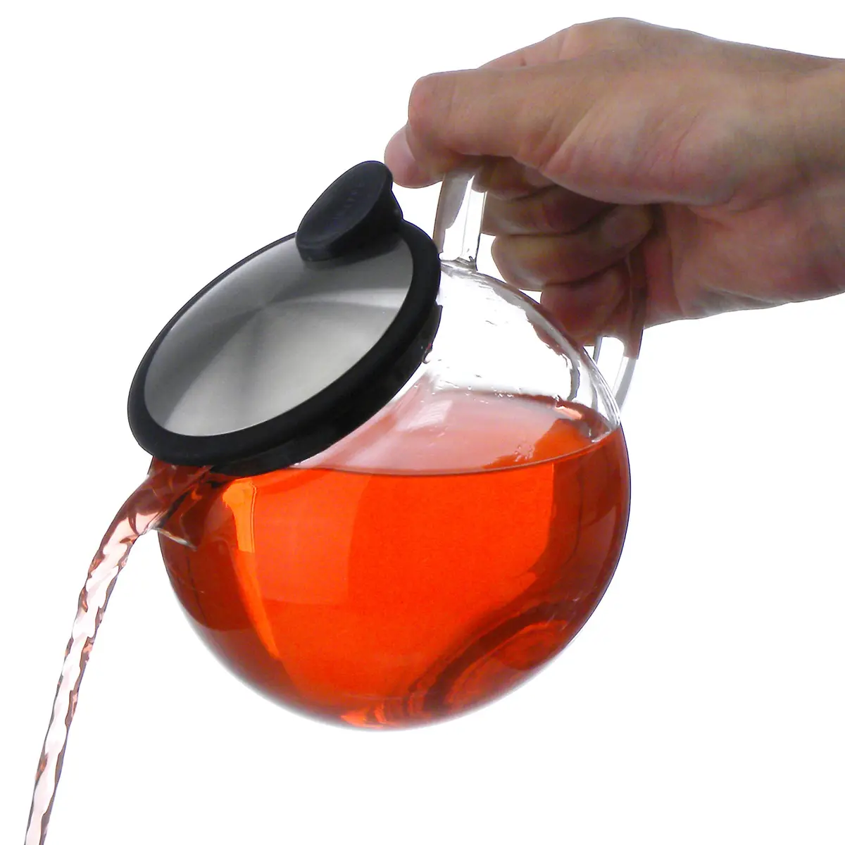 FORLIFE Bola Glass Teapot with Basket Infuser 25oz./750ml., Lime | Borosilicate Glass & Stainless Steel - view 4