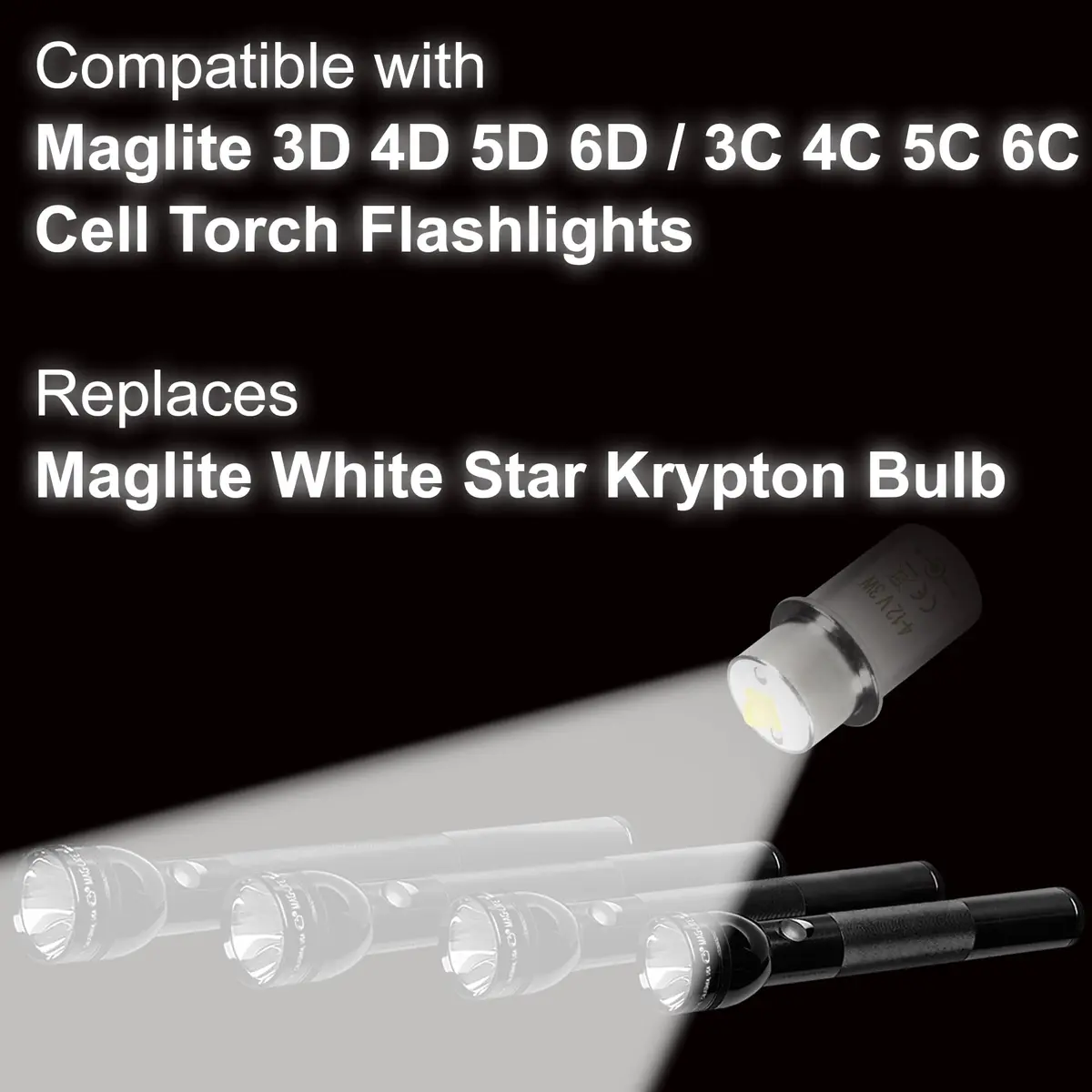 HQRP 10-Pack High Power 3W LED Bulb Compatible with Maglite 3D 4D 5D 6D / 3C 4C 5C 6C / 3-4-5-6 D/C Cell Torch Flashlights - view 6
