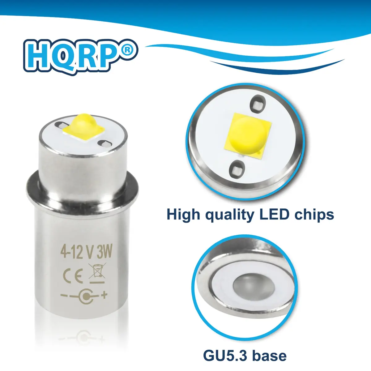 HQRP 10-Pack High Power 3W LED Bulb Compatible with Maglite 3D 4D 5D 6D / 3C 4C 5C 6C / 3-4-5-6 D/C Cell Torch Flashlights - view 7