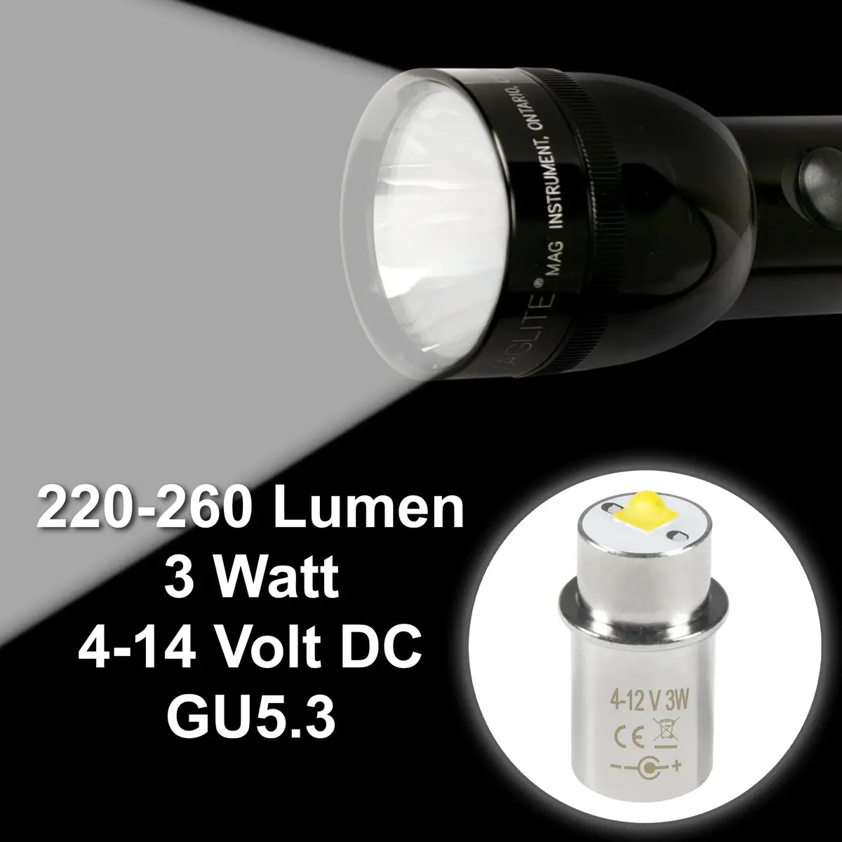 HQRP 10-Pack High Power 3W LED Bulb Compatible with Maglite 3D 4D 5D 6D / 3C 4C 5C 6C / 3-4-5-6 D/C Cell Torch Flashlights - view 3