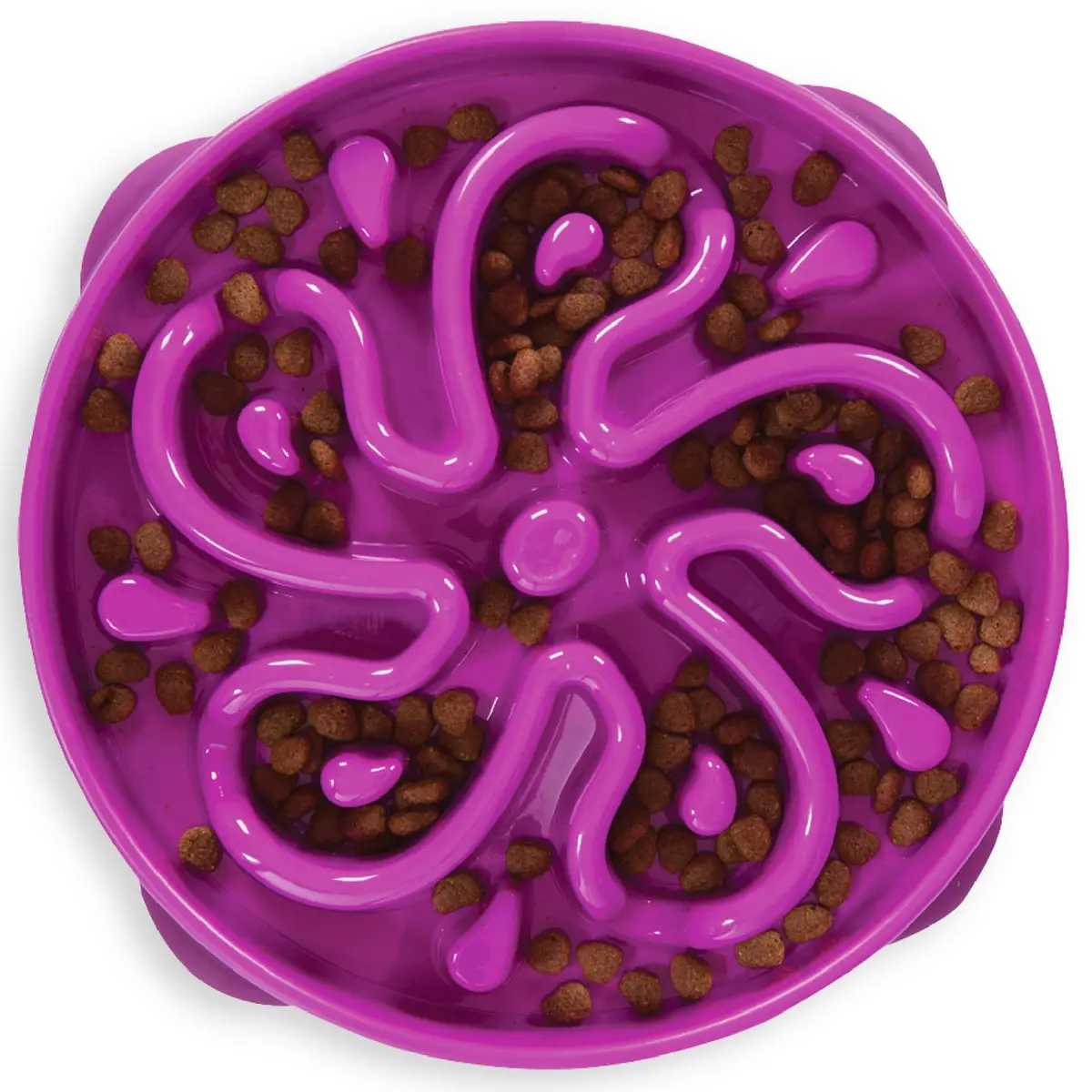 Outward Hound Fun Feeder Slo Bowl Large 4-Cup Capacity Purple Flower Pattern | Slow Feeder Dog Bowl for Fast Eaters - main product image