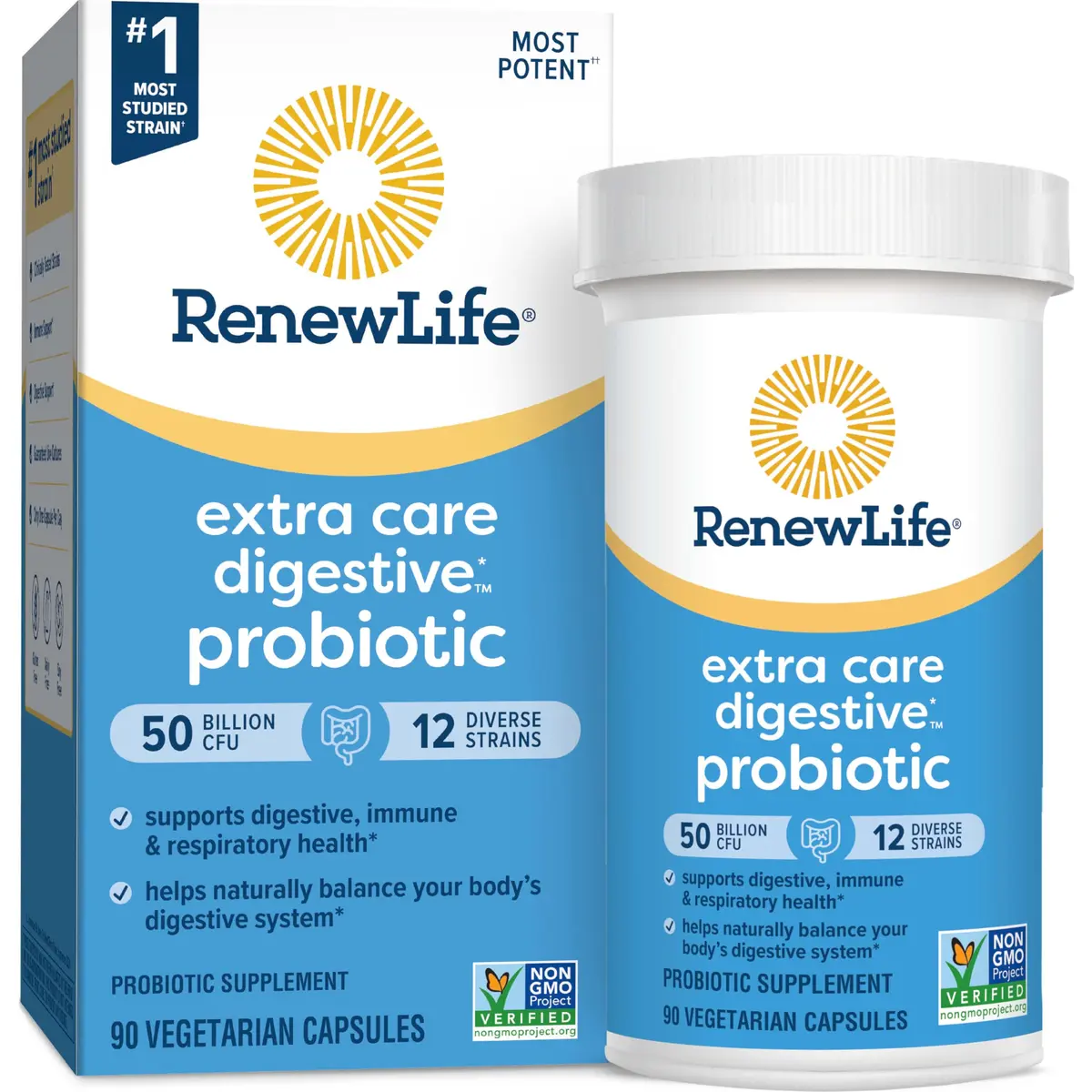 Renew Life Extra Care Digestive Probiotic 50 Billion CFU | Supports Gut, Immunity & Respiratory Health - view 9