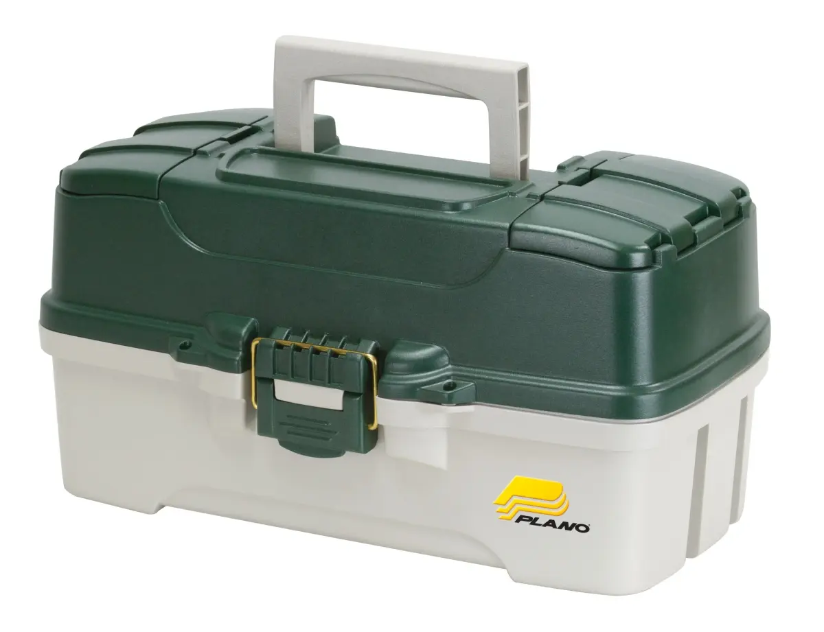 Plano 3-Tray Tackle Box with Dual Top Access, Dark Green Metallic/Off White, 1.8 kg (3.5 lb) | Classic Fishing Storage - main product image
